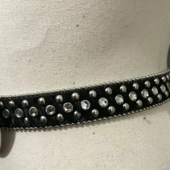 Christine Alexander Black Western Swarovski Crystals Bling Belt