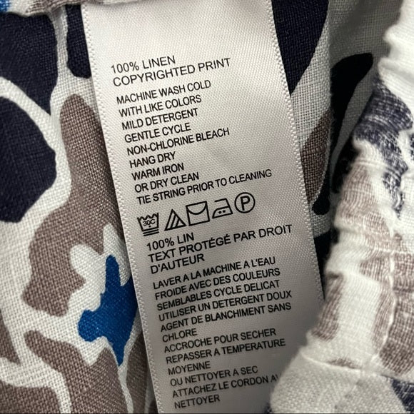 Tommy Bahama 100% Linen Leaf Print Cropped Pants Sz-Large