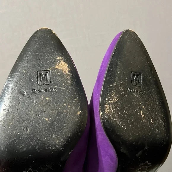 Bruno Magli Purple Sling Back Suede Leather Heels Sz-6 1/2 B