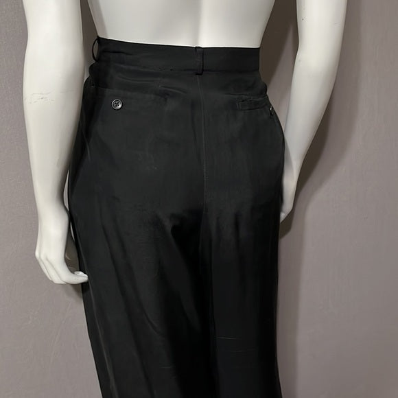 Black 100% Silk High Waisted Light Weight Pants Sz- XL