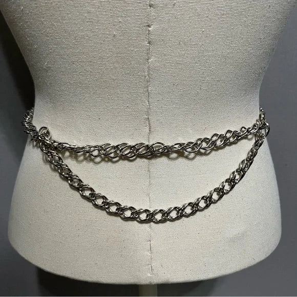 Silver Metal Heart Chain Belt OS