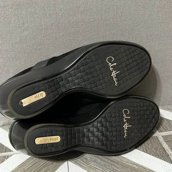Cole Haan Black Slip On Suede Leather Mules Sz-6 1/2 B