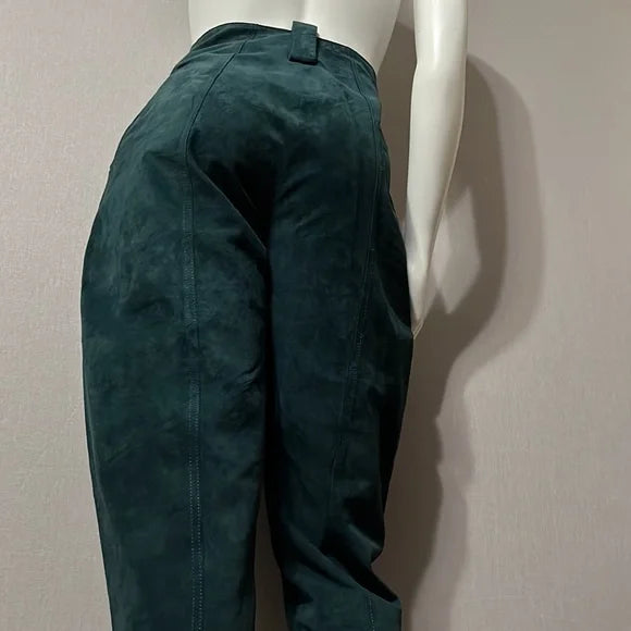 Vintage Pia Rucci Green Suede Leather Pants Sz- 12