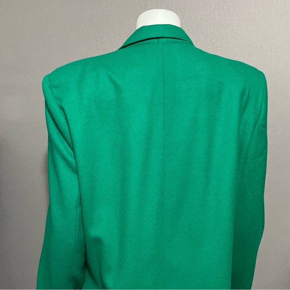 Alfred Dunner Emerald Green 100% Wool Blazer Sz-12