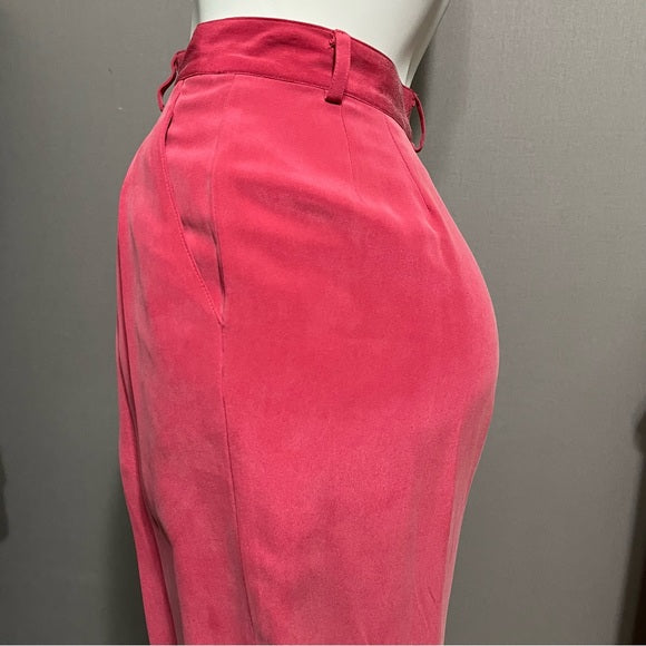 Vintage Via Seta Pink 2 Pc 100% Silk Pant Set Sz-8/10
