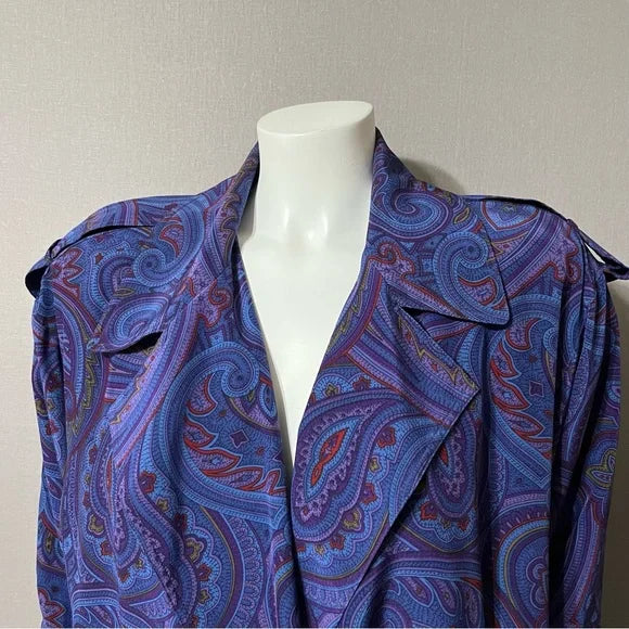 Vintage Ellen Tracy Silk Paisley Print Bomber Jacket Sz-Medium Petite