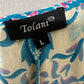 Tolani Multi-Color Silk Tunic Top Exposed Shoulder Long Sleeve Sz Large