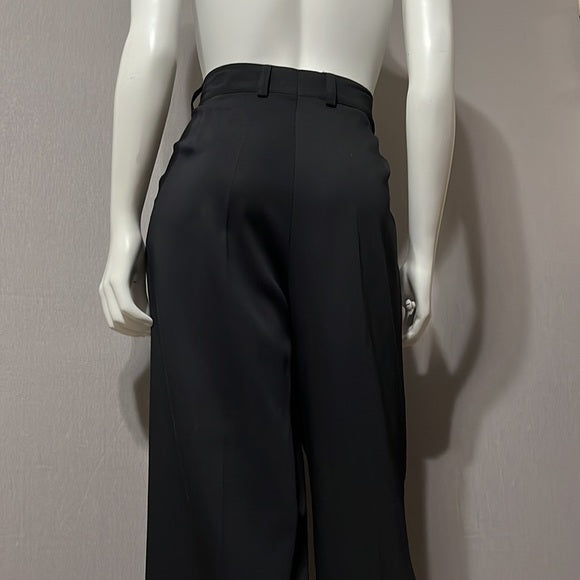 Escada Black Pleated Pure Wool Dress Pants Sz- 42 Large