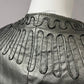 Leather Chi Silver Metallic Artsy Print Rare Moto Leather Jacket Sz-Xtra Small