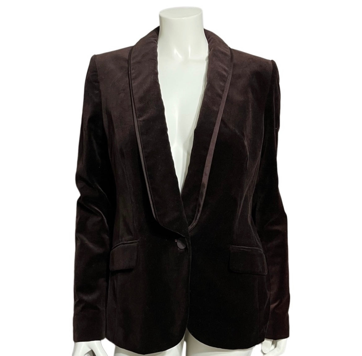 Anne Taylor Loft Brown Velvet Cotton Blazer Size 10