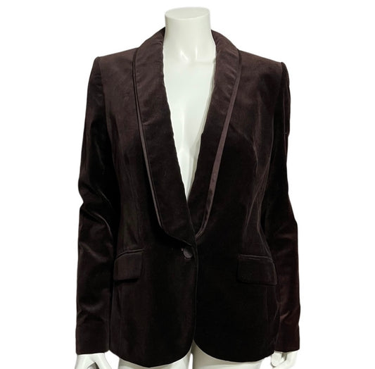 Anne Taylor Loft Brown Velvet Cotton Blazer Size 10