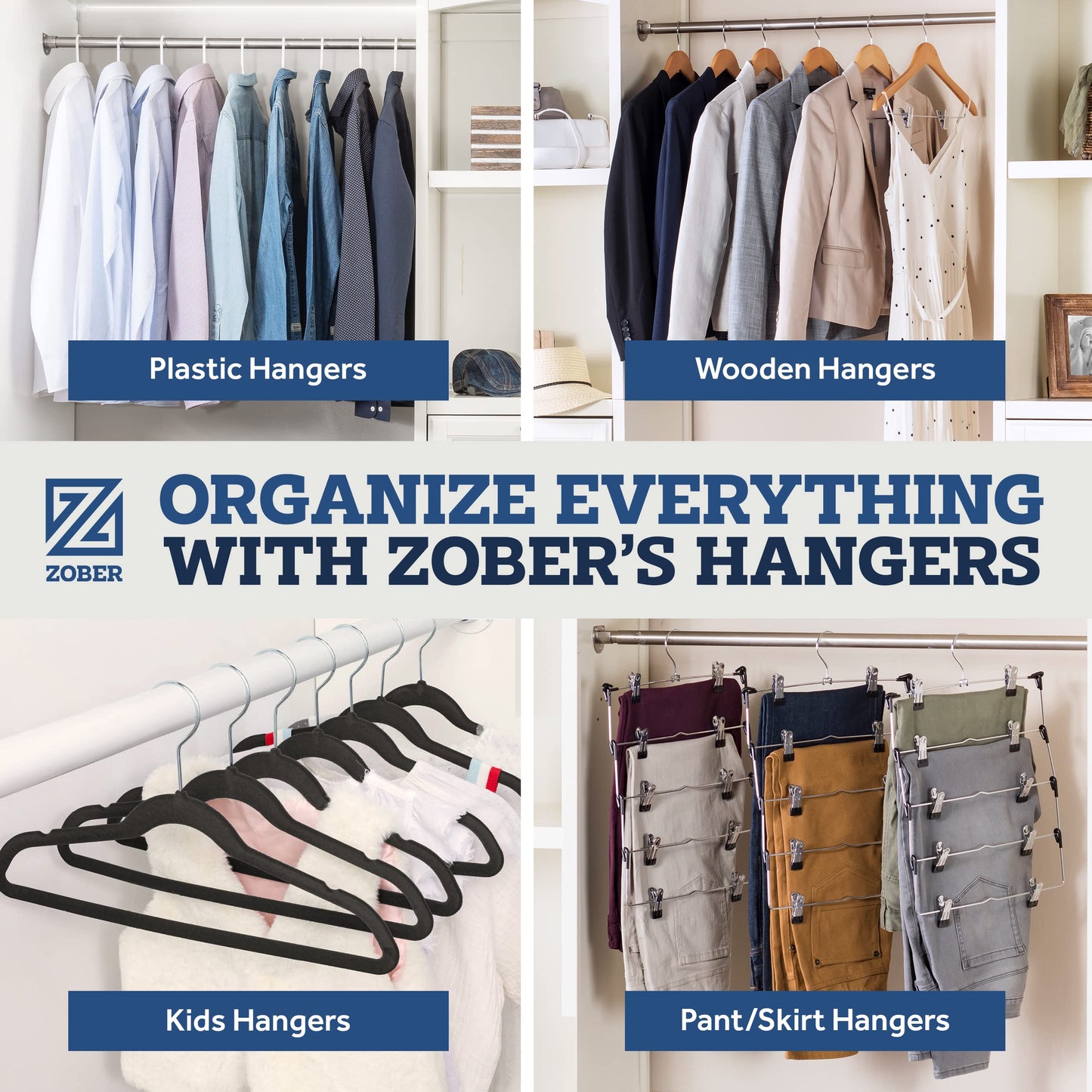 Zober Velvet Hangers 50 Pack - Heavy Duty Black Hangers