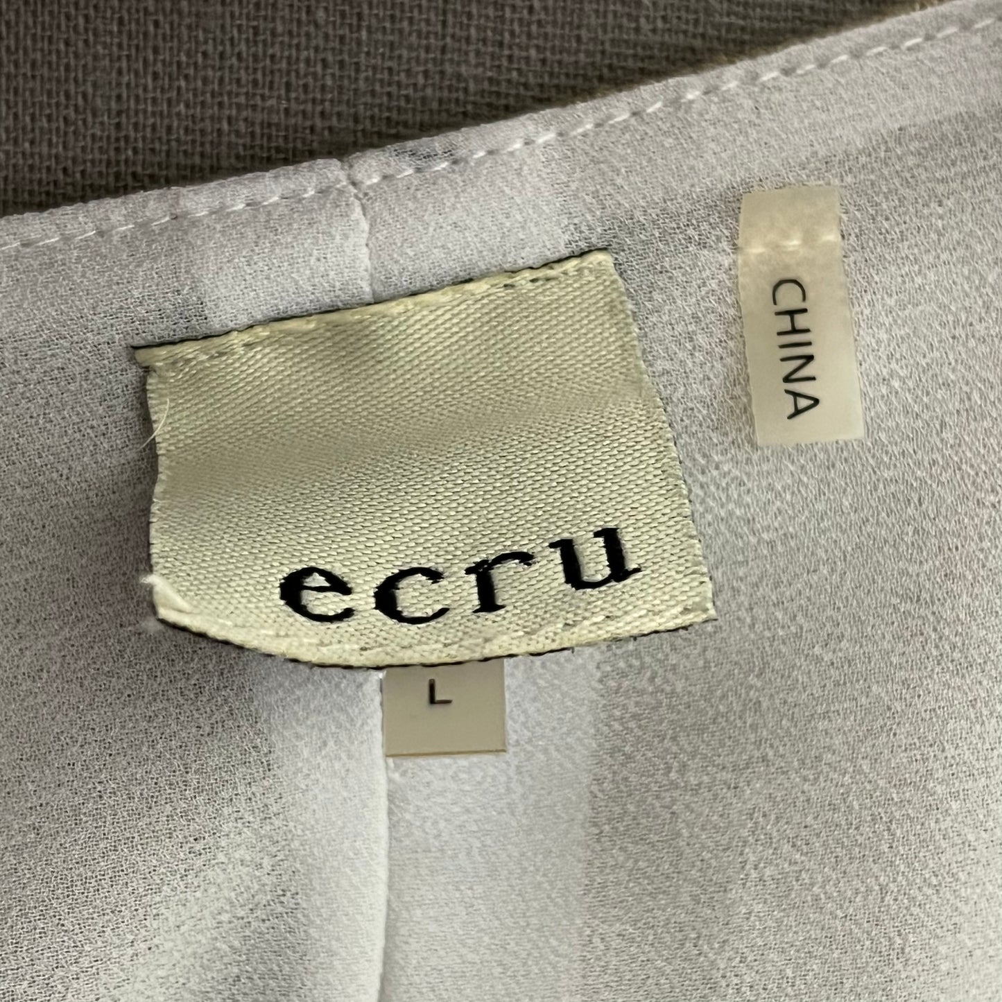 Linen Ecru Tan Shimmer Linen Mixed Media Sleeveless Shell Tank Top Sz-Large