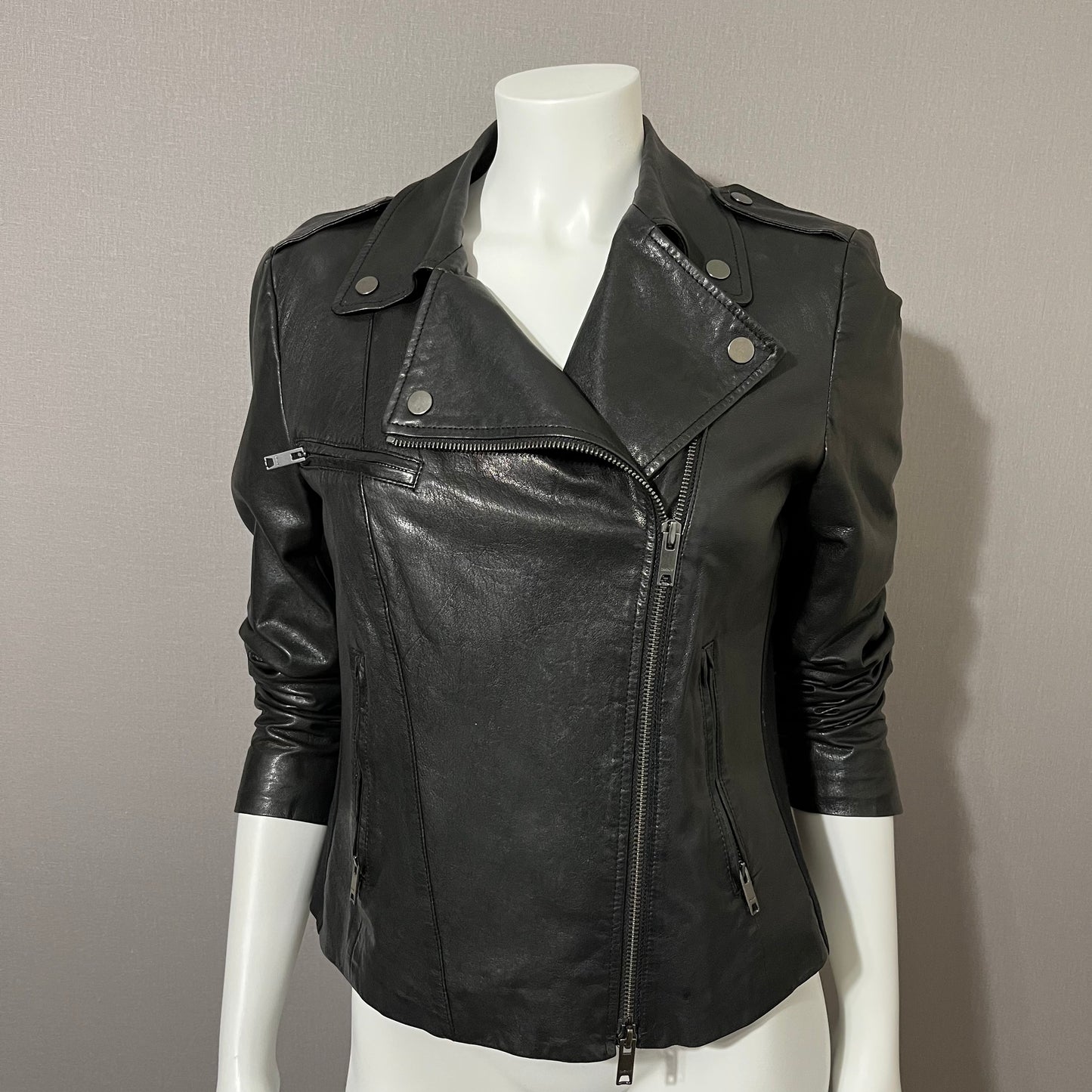 DKNY Lamb Skin Leather Moto Jacket Sz-Medium
