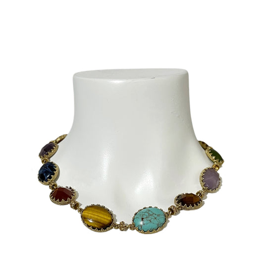 Jeweled With Gold Detail Necklace