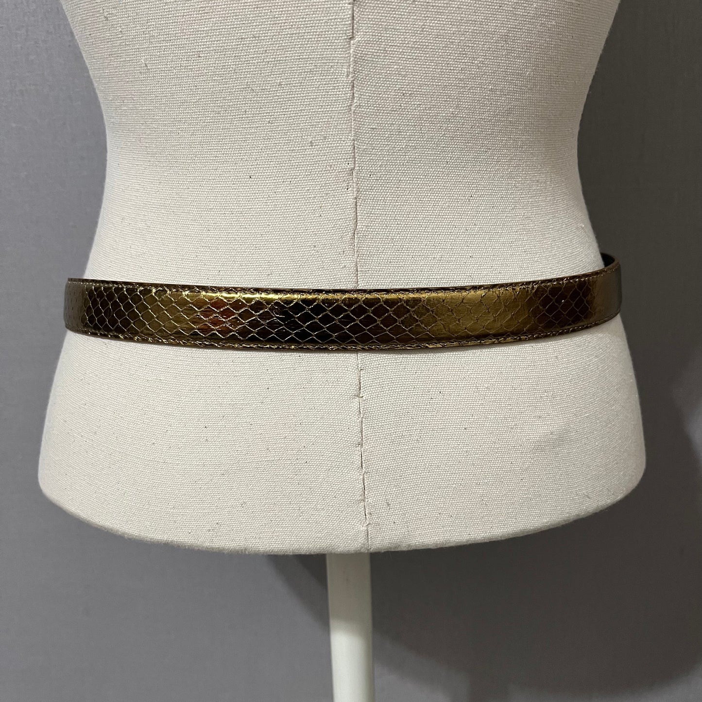 Vintage Gold With Rhinestone Buckle Genuine Snake Skin Belt Sz-Small-Medium