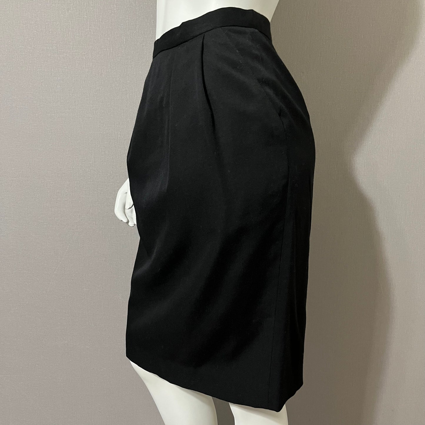 Vintage J.H. Collectibles Black Wool Pencil Skirt Sz-6