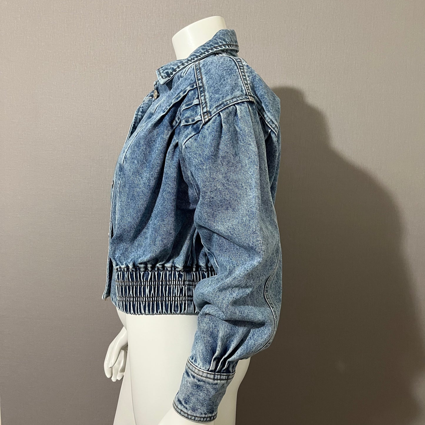 Denim Cropped Rare Snap Button 100% Cotton Jacket Sz-Large