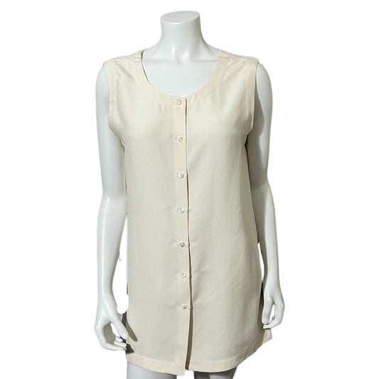 Banana Republic Cream Silk Sleeveless Longline Vest Size-Large