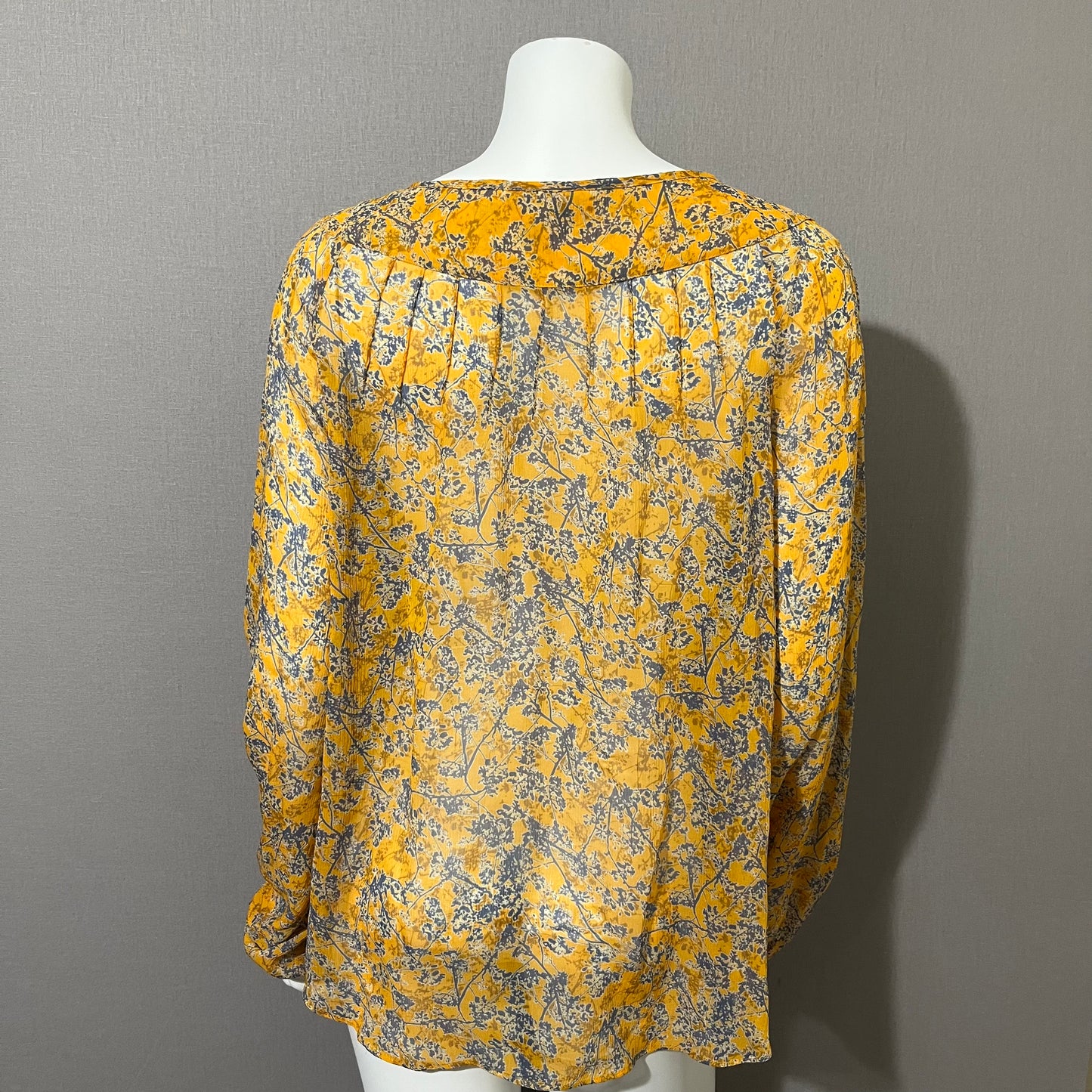 Sundance Yellow | Blue Floral Silk Botton Up Blouse Sz-Large