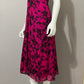 Silk Tadashi Pink Floral V-Neck Flowy Dress Sz-Medium
