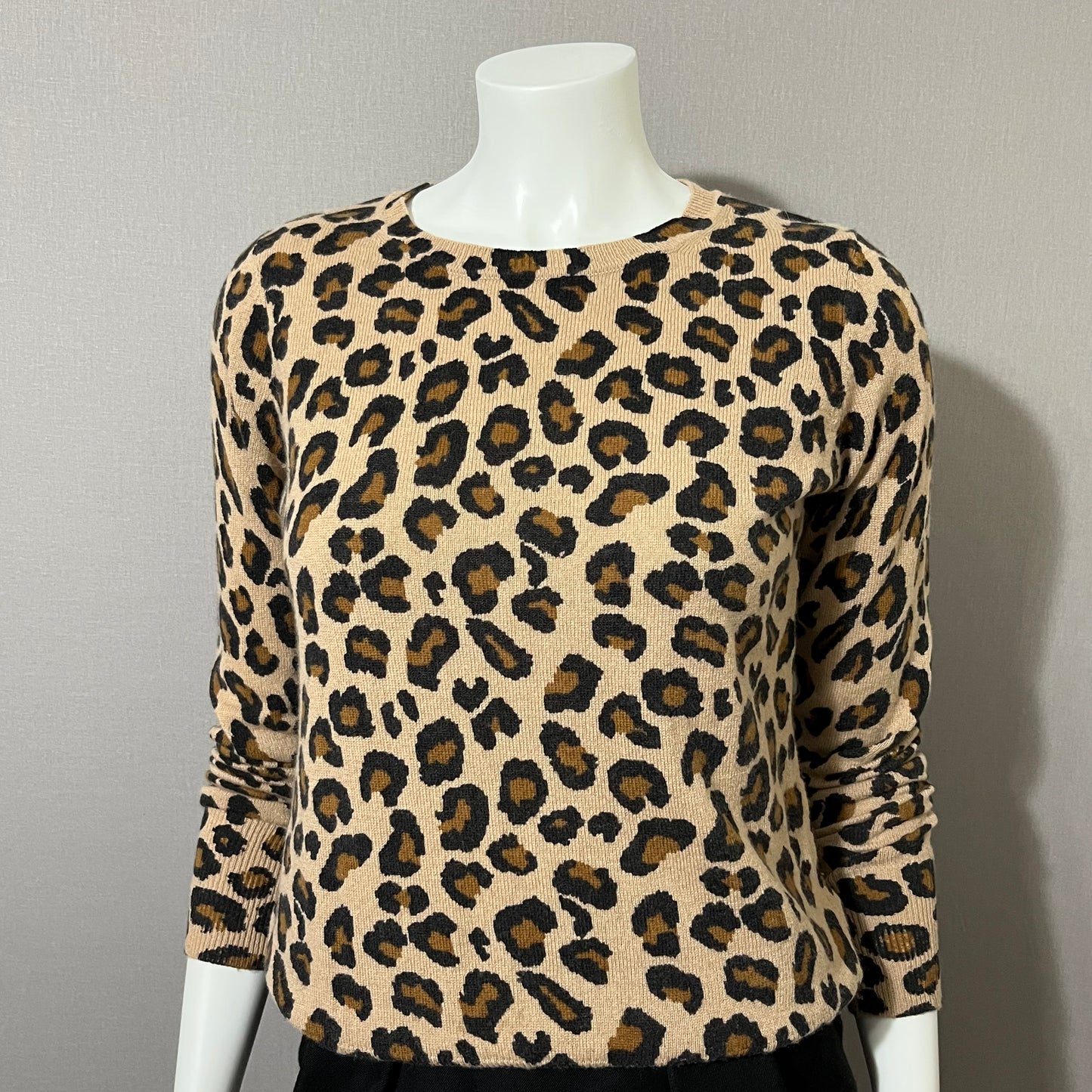 Cashmere Cynthia Rowley Leopard Print Crewneck Sweater Sz-Small