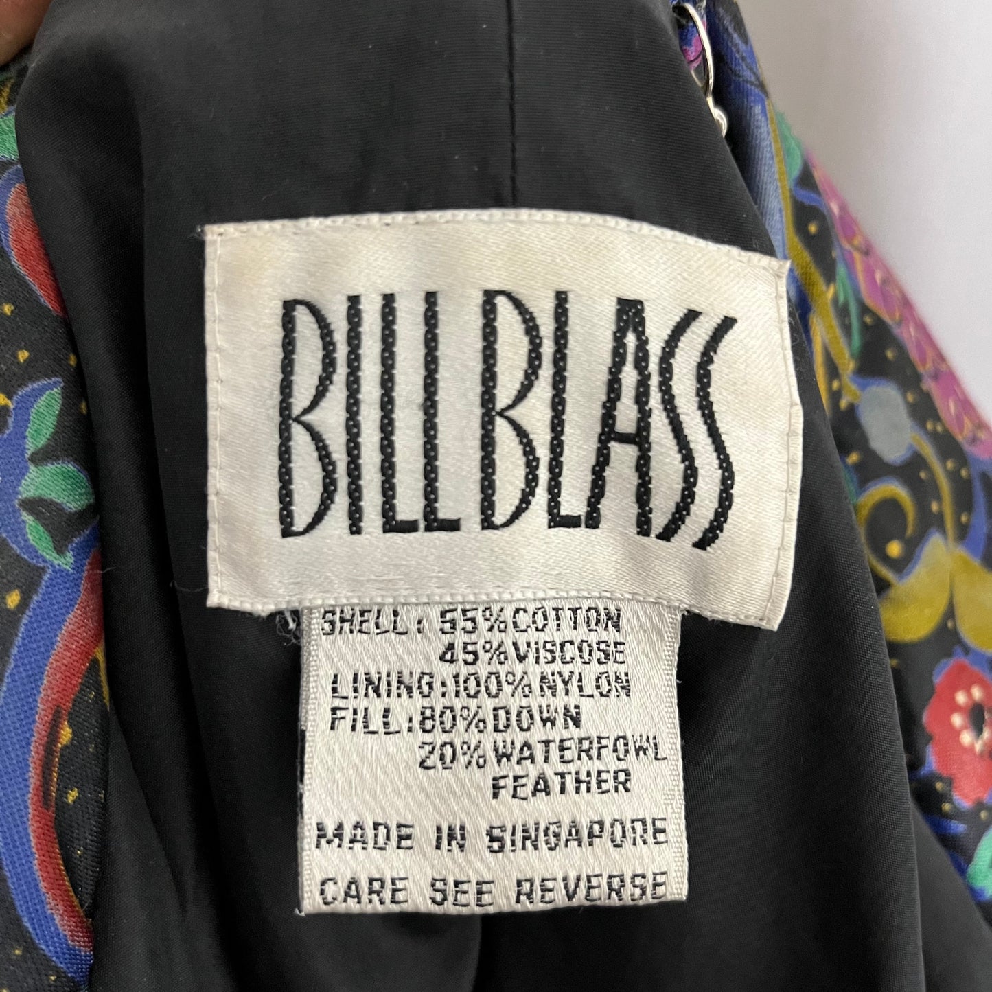 Vintage Bill Blass Paisley Peacock Feather Down Winter Coat Sz-Medium