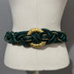 Vintage Green Braided Belt With Gold Hardware