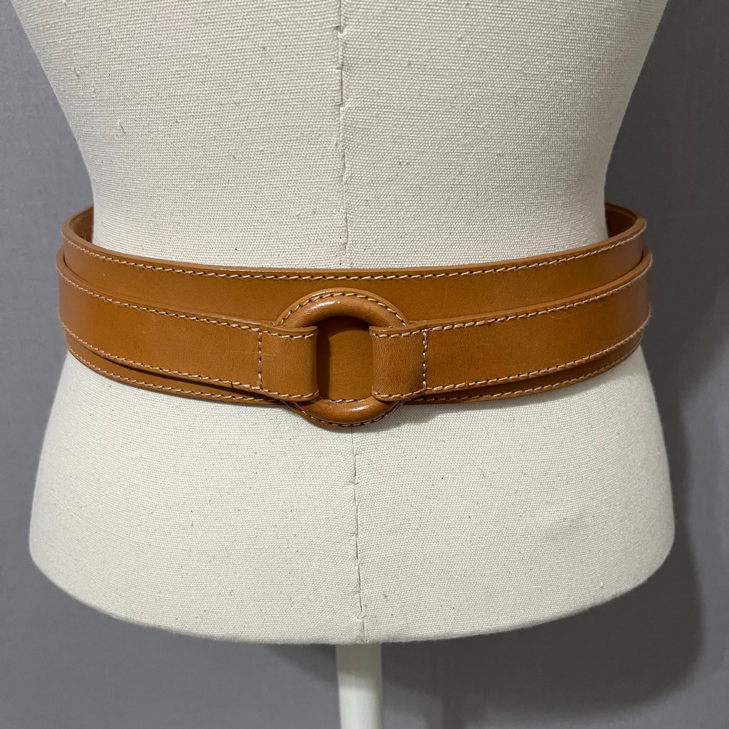 Vintage Anne Klein Camel Brown Genuine Leather Belt Sz-Large