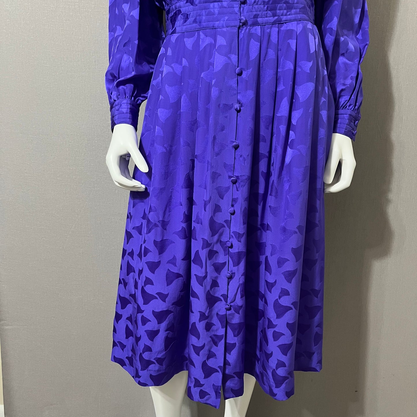 Vintage HR Milan Purple Long Sleeve Silk Dress Sz-Medium/Large