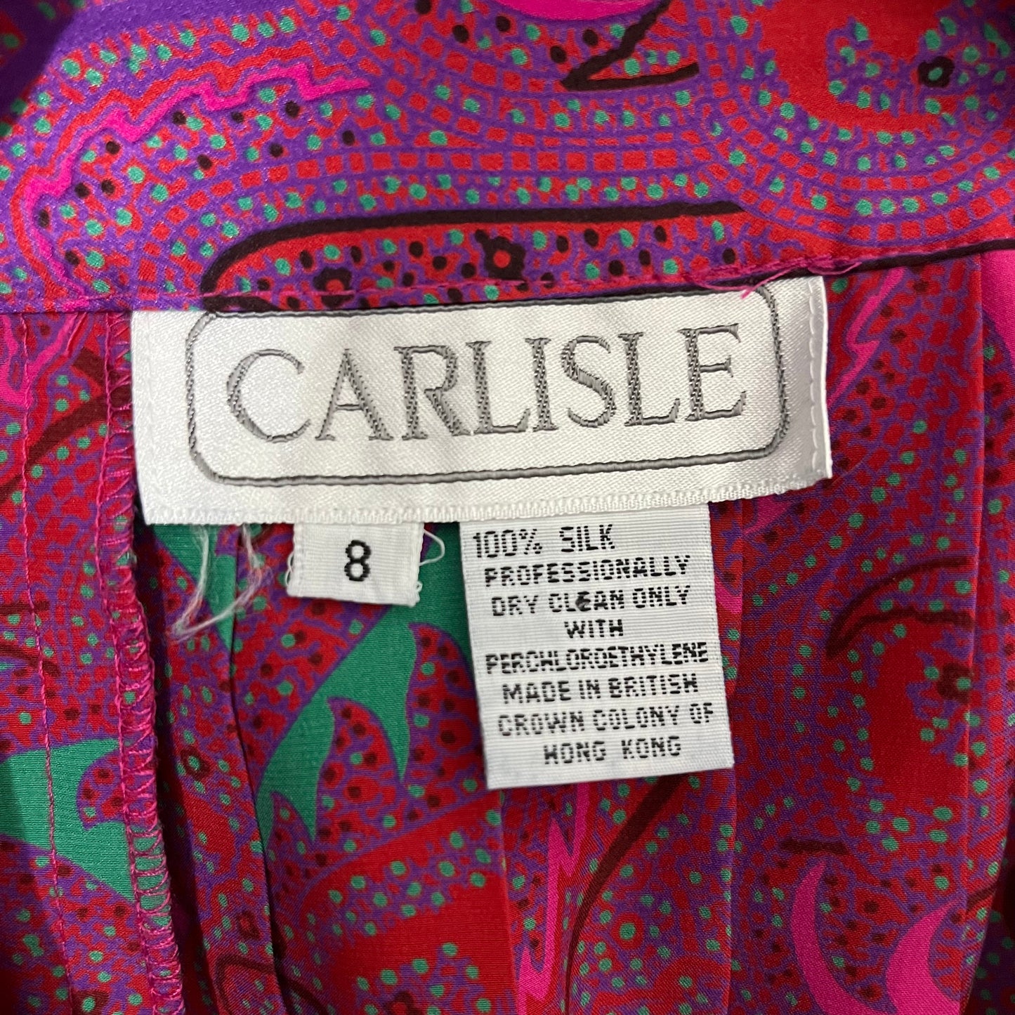 Vintage Carlisle 100% Silk Paisley Print Skirt Sz-8