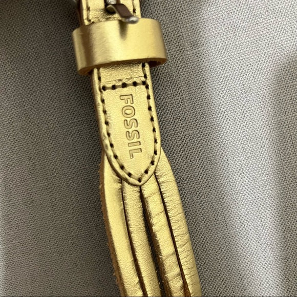 Fossil Gold Metallic Braided Leather Belt Sz-Medium