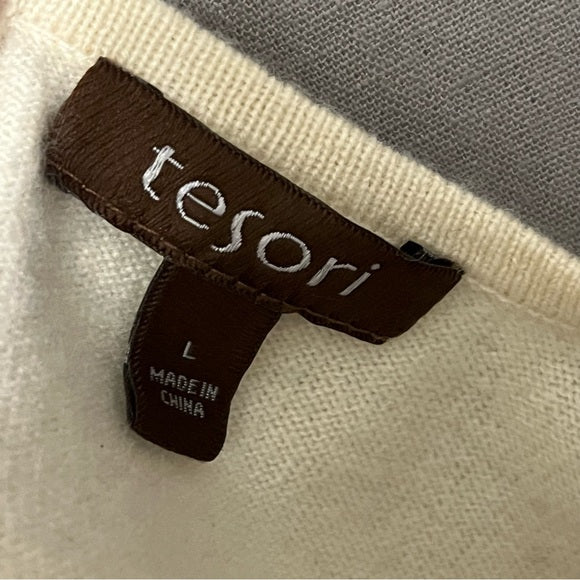 Tesori Cream 100% Cashmere Sweater Vest Sz-Large