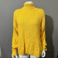 Wainscott Mustard Yellow Cotton Chunky Cable Knit Turtleneck Sz-Large