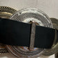 Chicos Black Leather Triple Ring Slouch Adjustable Belt Sz-Small/Medium