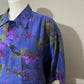 Silks Blue Floral Hawaiian Theme 100% Silk Mens Shirt Sz-Large
