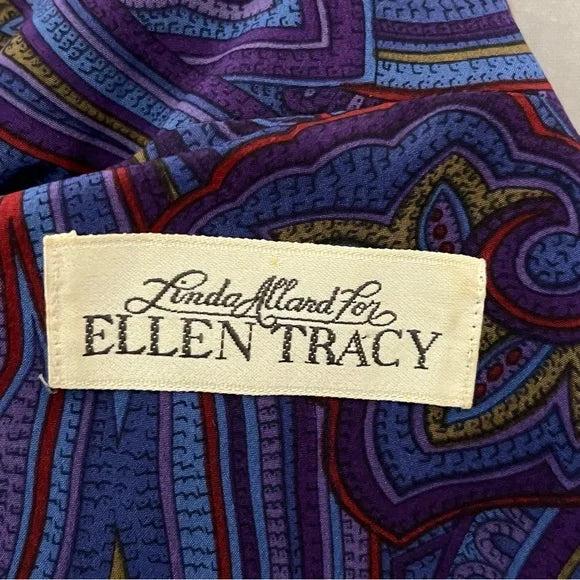 Vintage Ellen Tracy Silk Paisley Print Bomber Jacket Sz-Medium Petite