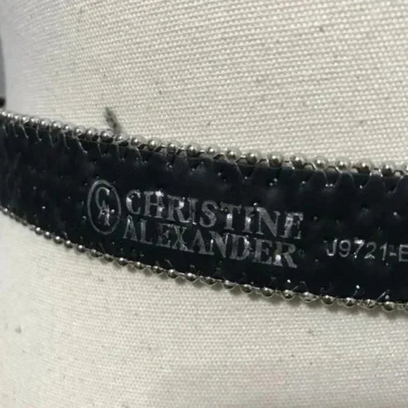 Christine Alexander Black Western Swarovski Crystals Bling Belt
