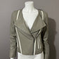 BB Dakota Taupe/White Asymmetrical Leather Jacket Sz-Small