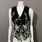 Vintage Sophisticates Black Embroidered Cotton Vest Sz-Small