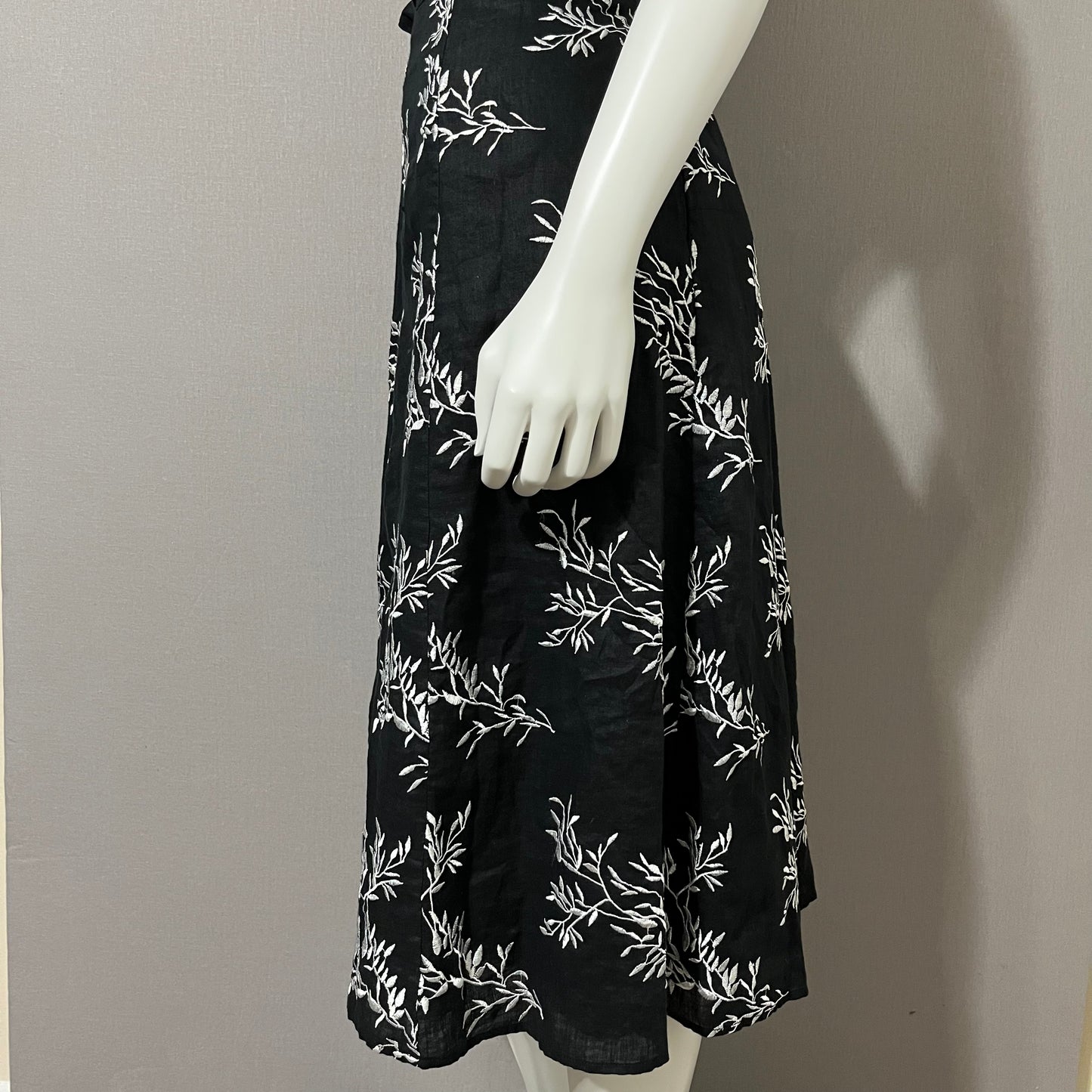 Linen Peter Nyard Black Sleeveless Floral Print MIDI Dress Sz-16