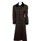 Vintage Leslie Fay Brown 100% Wool Velvet Collar Longline Coat Sz-8
