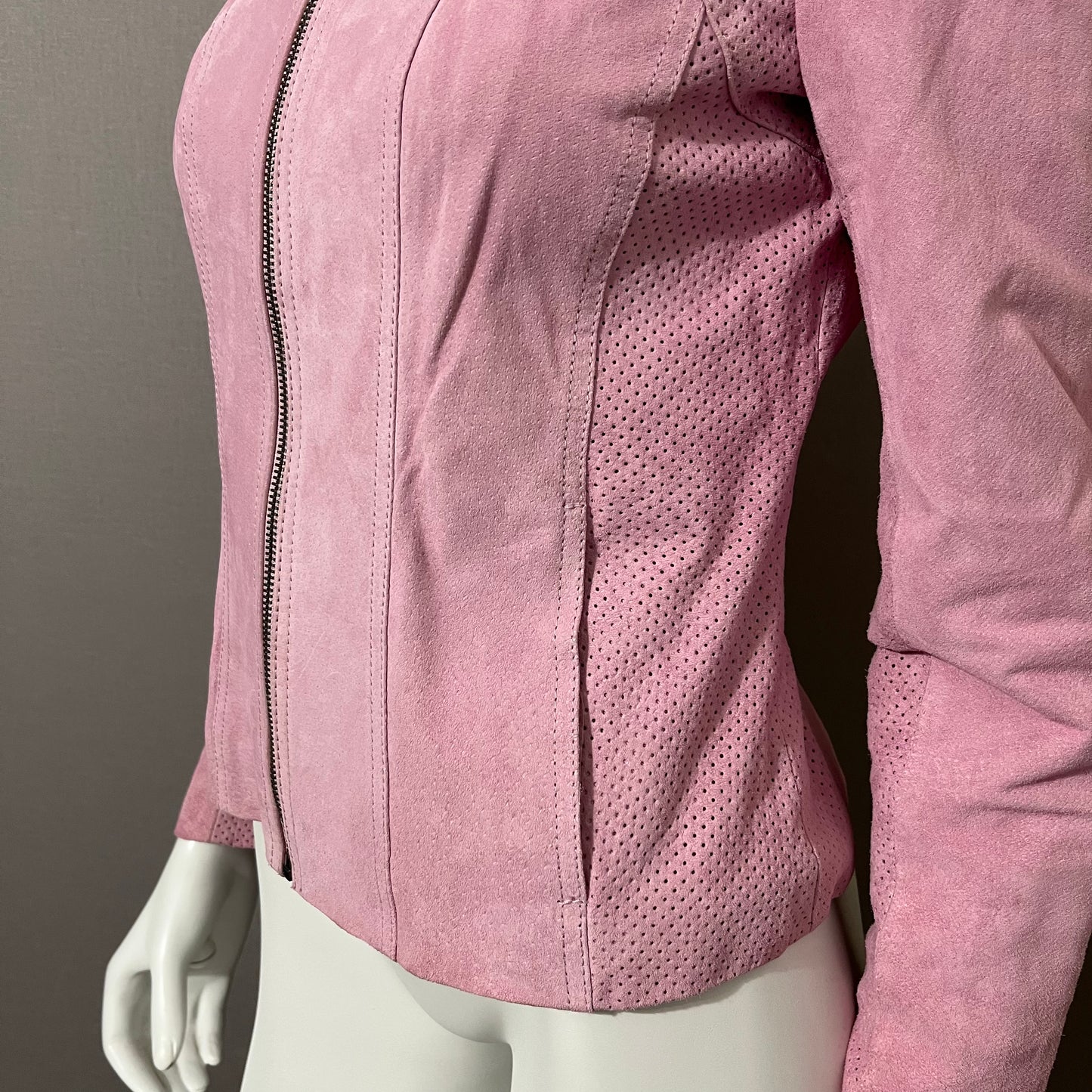 Vintage Pink Suede Leather Jacket Sz-Xtra Small