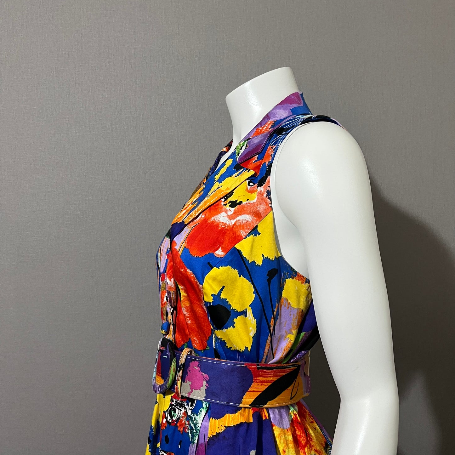 Spense Multicolored Sleeveless Print Cotton Dress Sz-Large