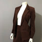 Vintage Count Romi Chocolate Brown Ultra Suede 2 Pc Skirt Suit Sz-4-6