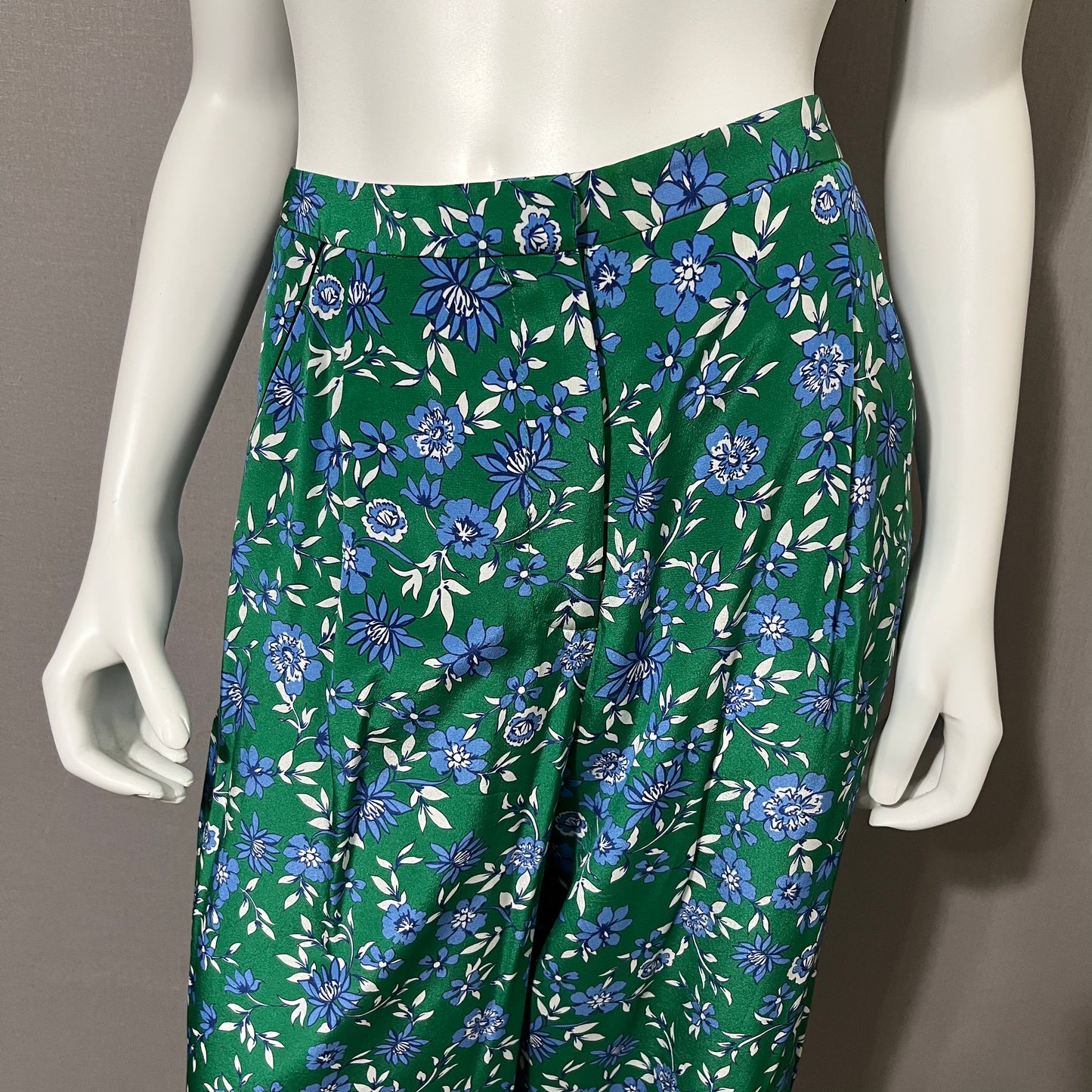 Silk-Nicholas Aster Floral Wide Leg Cropped Pants Sz-8