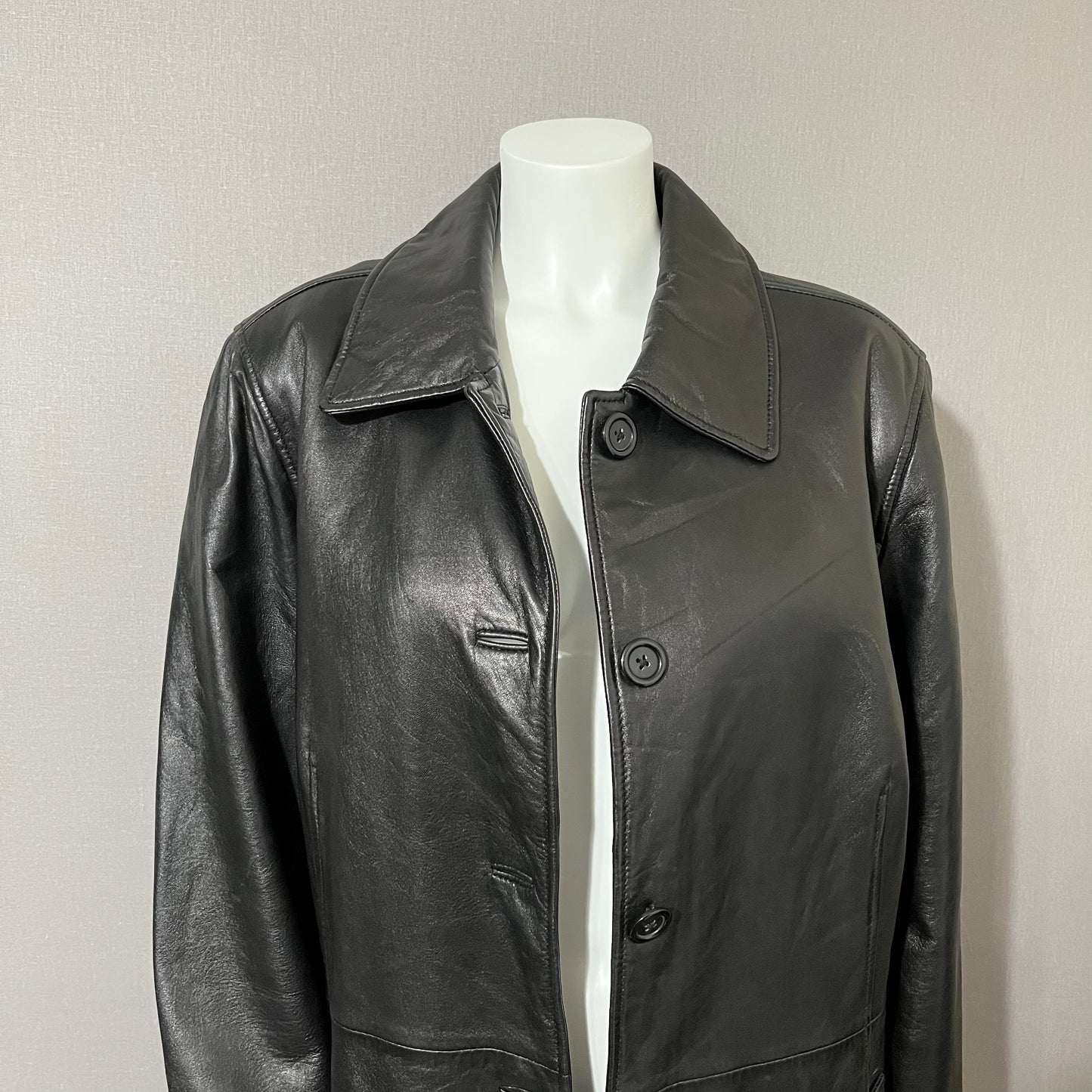 III State Black Longline Leather Jacket Sz-1X