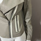 BB Dakota Taupe/White Asymmetrical Leather Jacket Sz-Small