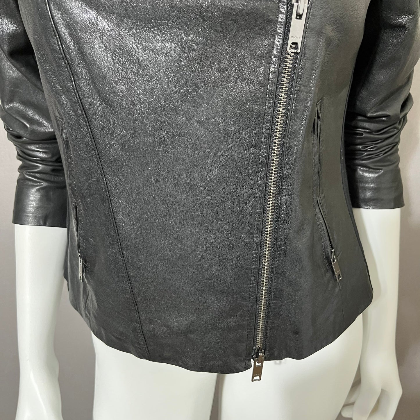 DKNY Lamb Skin Leather Moto Jacket Sz-Medium