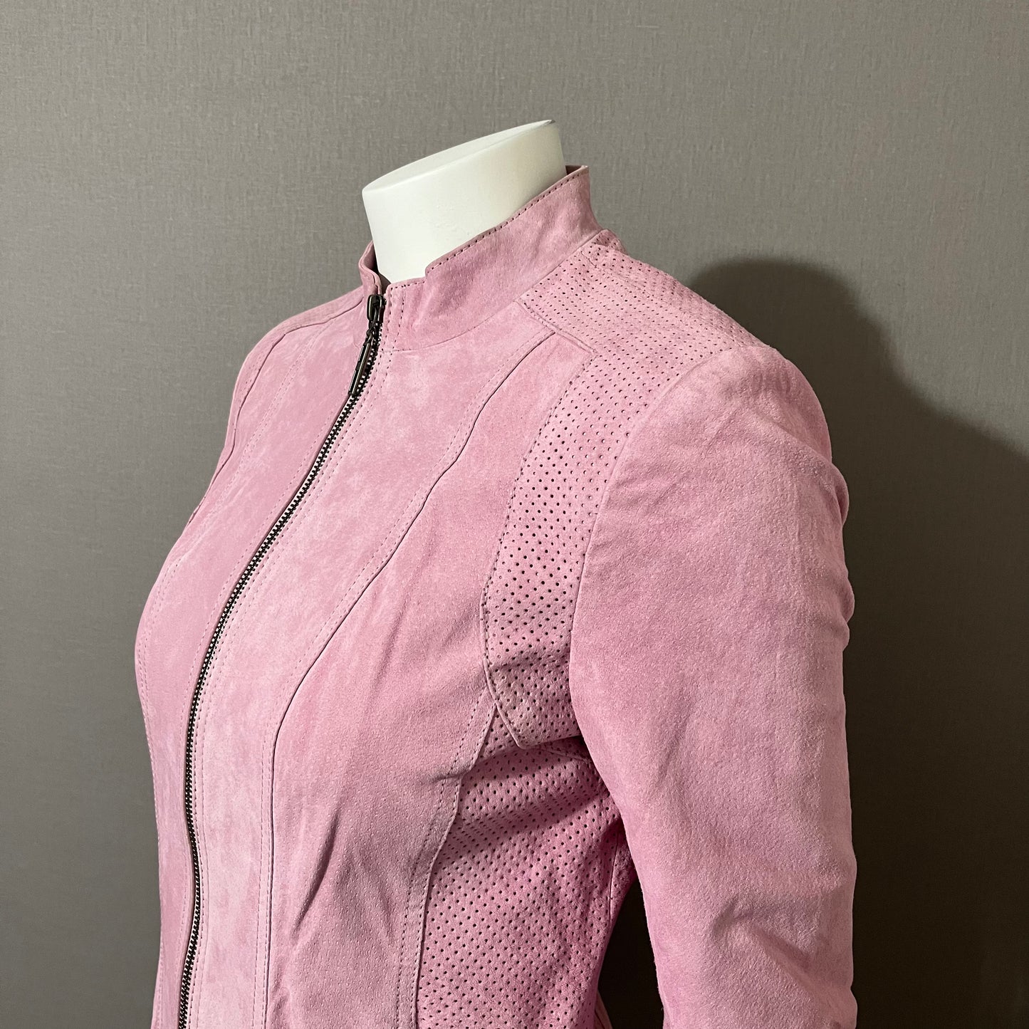 Vintage Pink Suede Leather Jacket Sz-Xtra Small